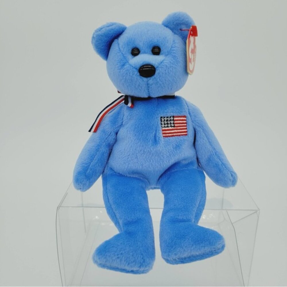 New Ty Beanie Baby America USA Blue Stars and Stripes Flag 2001